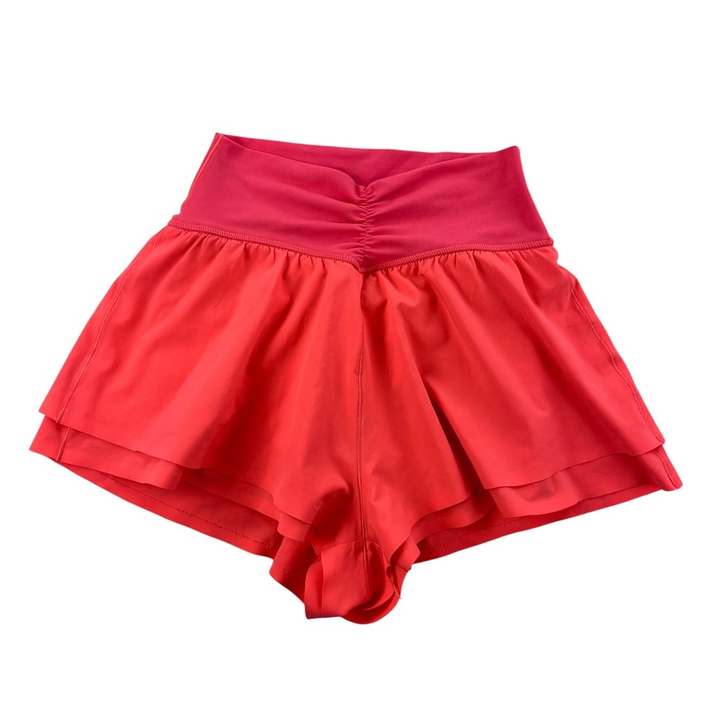 OFFLINE by Aerie Real Me Coral pink shorts cross front V-Front Athletic